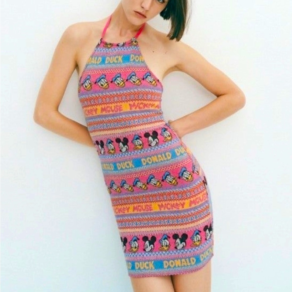 NWT Zara Disney Mickey Halter Dress